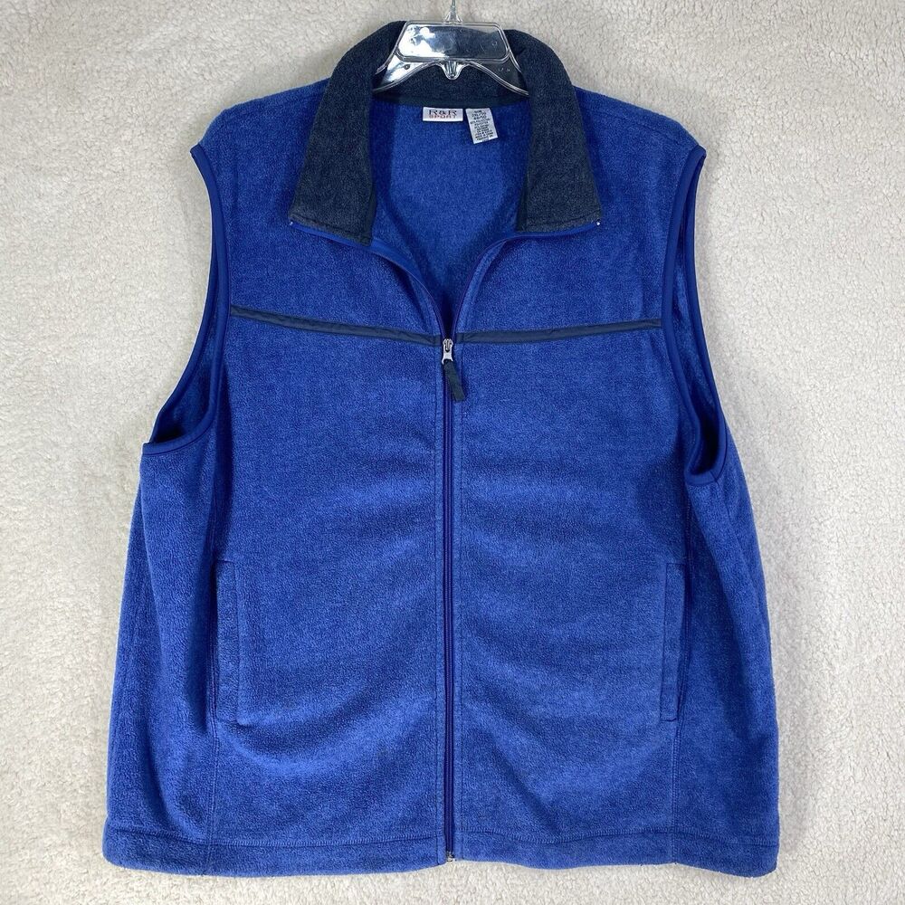Fleece Vest Mens 2XL R&R Sport Jacket Logo Zip Up Pockets Sleeveless Casual